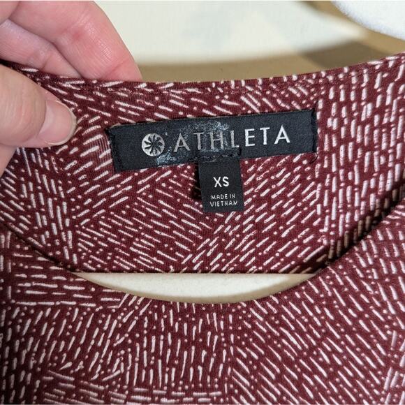 Athleta Santorini Soft Modal Mini Printed High Neck Dress in Cinnamon Woodblock - Picture 3 of 10